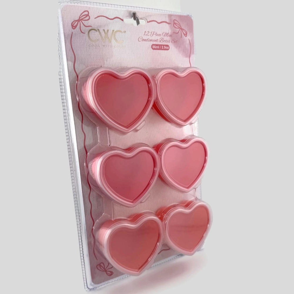 CWC Cook With Color Mini Heart Condiment Boxes - Pink